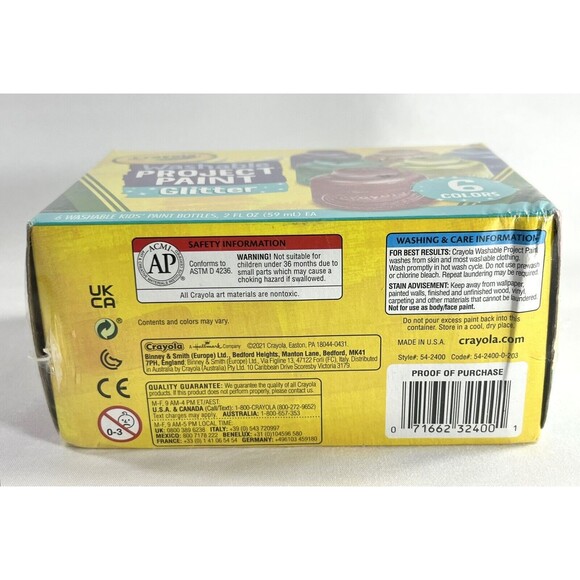 Crayola  6-Color Glitter Washable Kids Paint New Factory Sealed - Picture 7 of 7